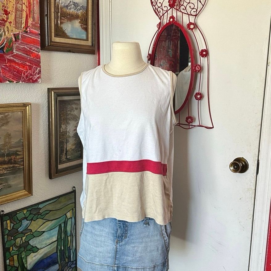 Other no brand white beige red muscle tank top lace Size XL / US 12-14 / IT 48-50 - 1 Thumbnail