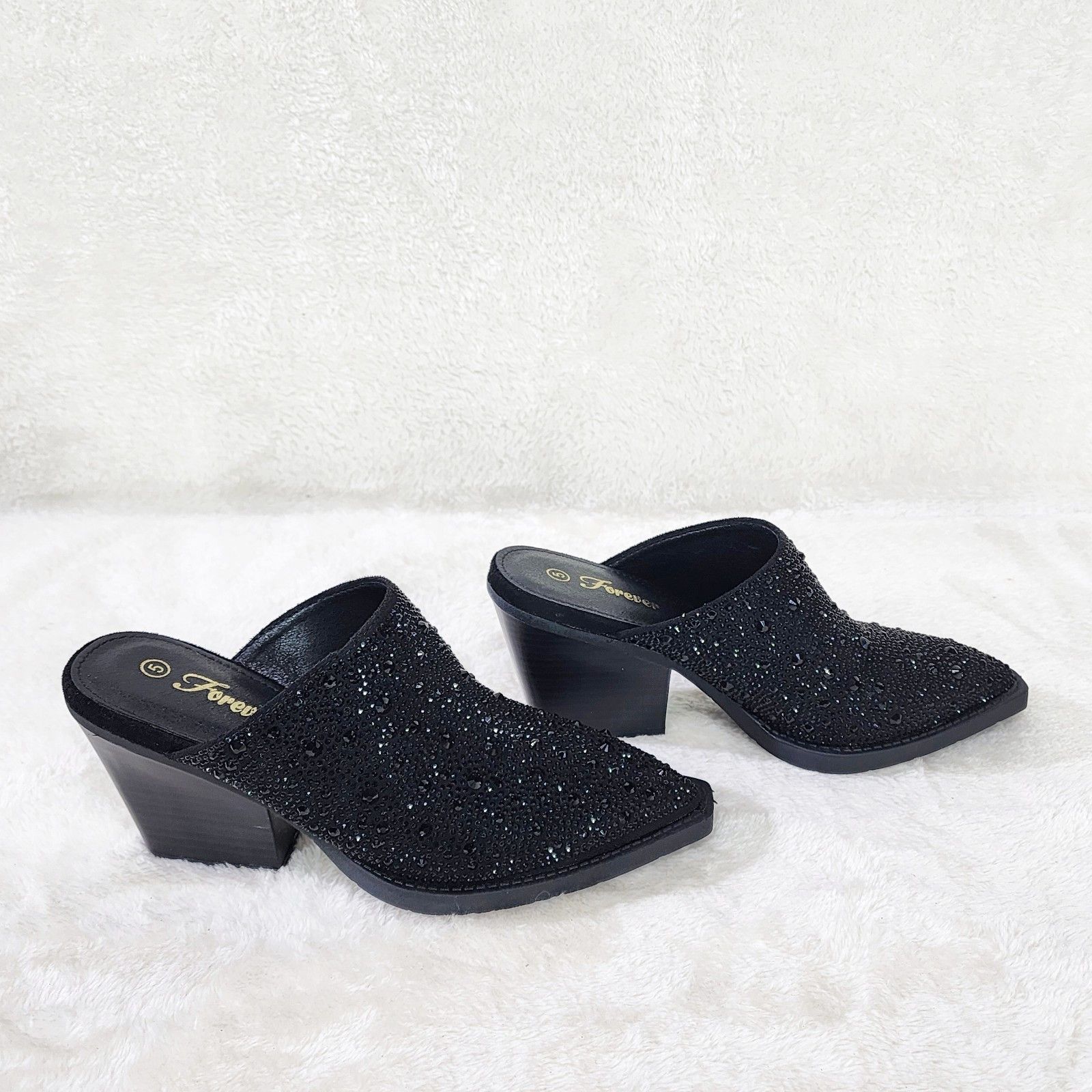 Other Vibes Western Cowgirl Slip On Shoes Mules / Clogs Black Rhin Size US 7.5 / IT 37.5 - 5 Thumbnail