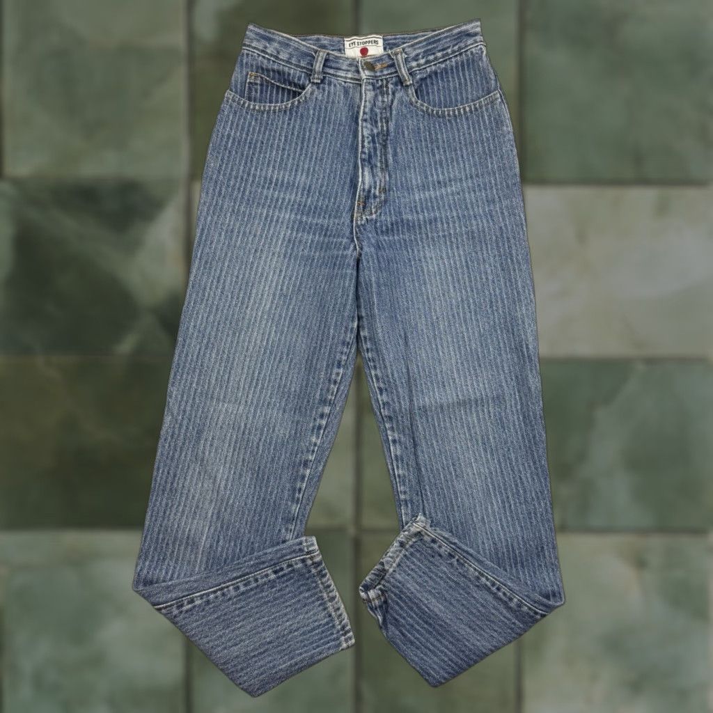 Vintage VINTAGE Eye Stoppers Jeans Womens 7 High Waisted 1980s Pin Striped Mom Style 80s Size 28" / US 6 / IT 42 - 1 Thumbnail