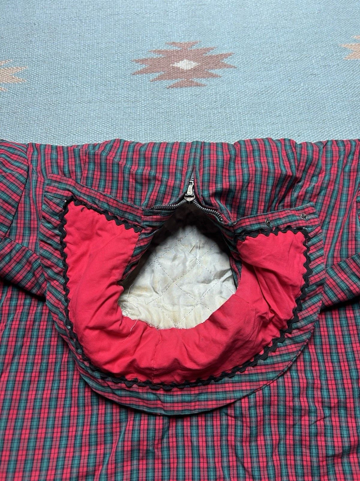 Vintage 50s quilt lined jacket crown zip 3 pocket cotton plaid S/M? Size US M / EU 48-50 / 2 - 10 Thumbnail