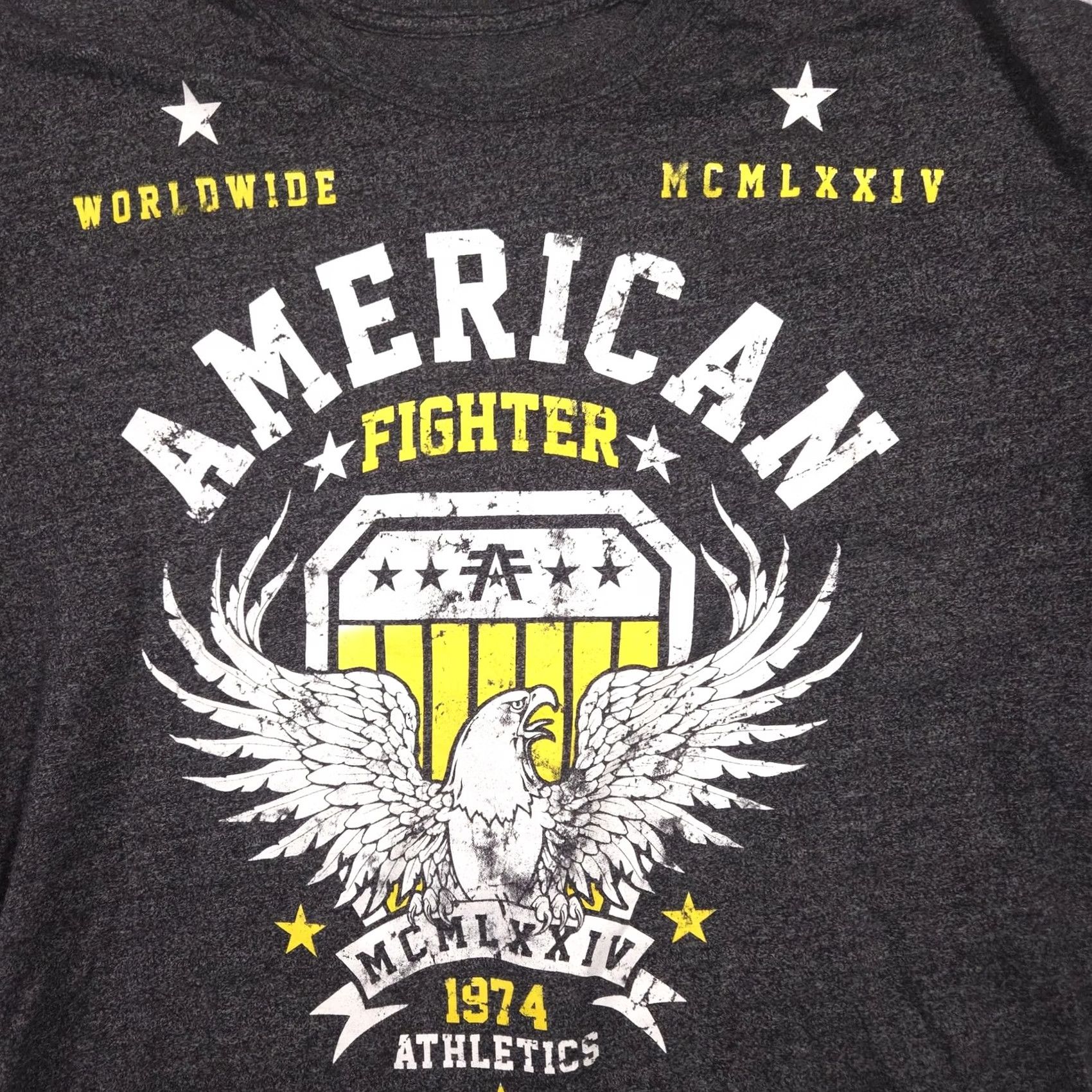 Vintage American Fighter Shirt Mens 3XL Gray Eagle Shield Graphic Tee Athletic Tagless Shirt Mens 3XL Gray Eagle Shield Graphic Tee Athletic Tagless Size US XXL / EU 58 / 5 - 5 Thumbnail