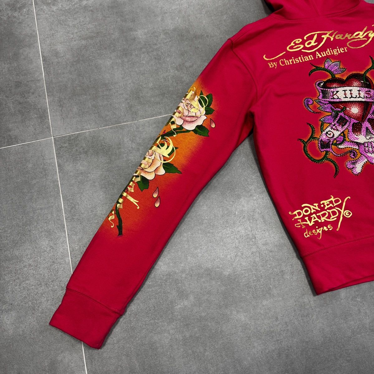 Ed Hardy Ed Hardy Christian Audigier Tattoo Skulls Roses Zip Hoodie Size L / US 10 / IT 46 - 17 Thumbnail