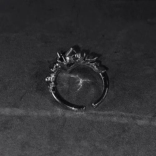 Other y2k Goth Punk Grunge Black Gemstone Ring Size ONE SIZE - 3 Thumbnail
