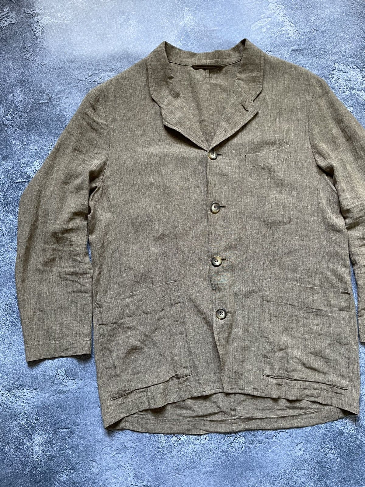 Dries Van Noten Vintage 90s Dries Van Noten Archival Linen Blazer Jacket Size 52S - 2 Thumbnail
