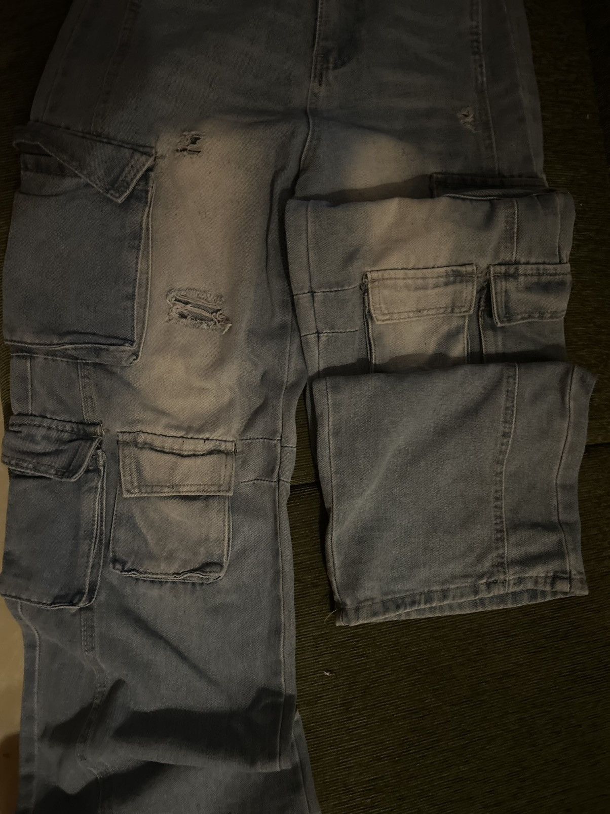 Other Light Wash Denim Cargo Pants Multi Pocket Streetwear Size 26" / US 2 / IT 38 - 6 Thumbnail