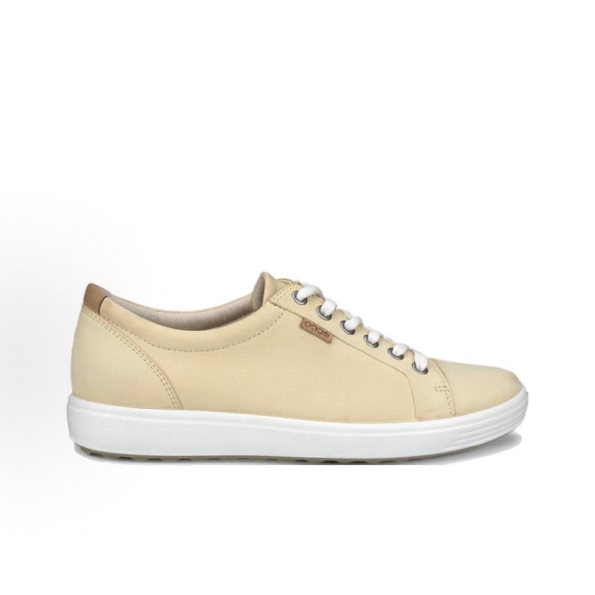 Ecco ECCO WOMEN'S 35 SOFT 7 STRAW YELLOW LEATHER LOW TOP SNEAKER Size US 4 / IT 34 - 3 Thumbnail