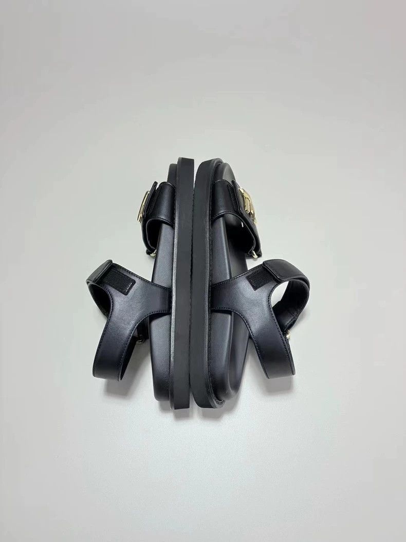 Louis Vuitton Louis Vuitton SUNSET Black Gold Velcro Sandals Size US 5 / EU 37 - 5 Thumbnail