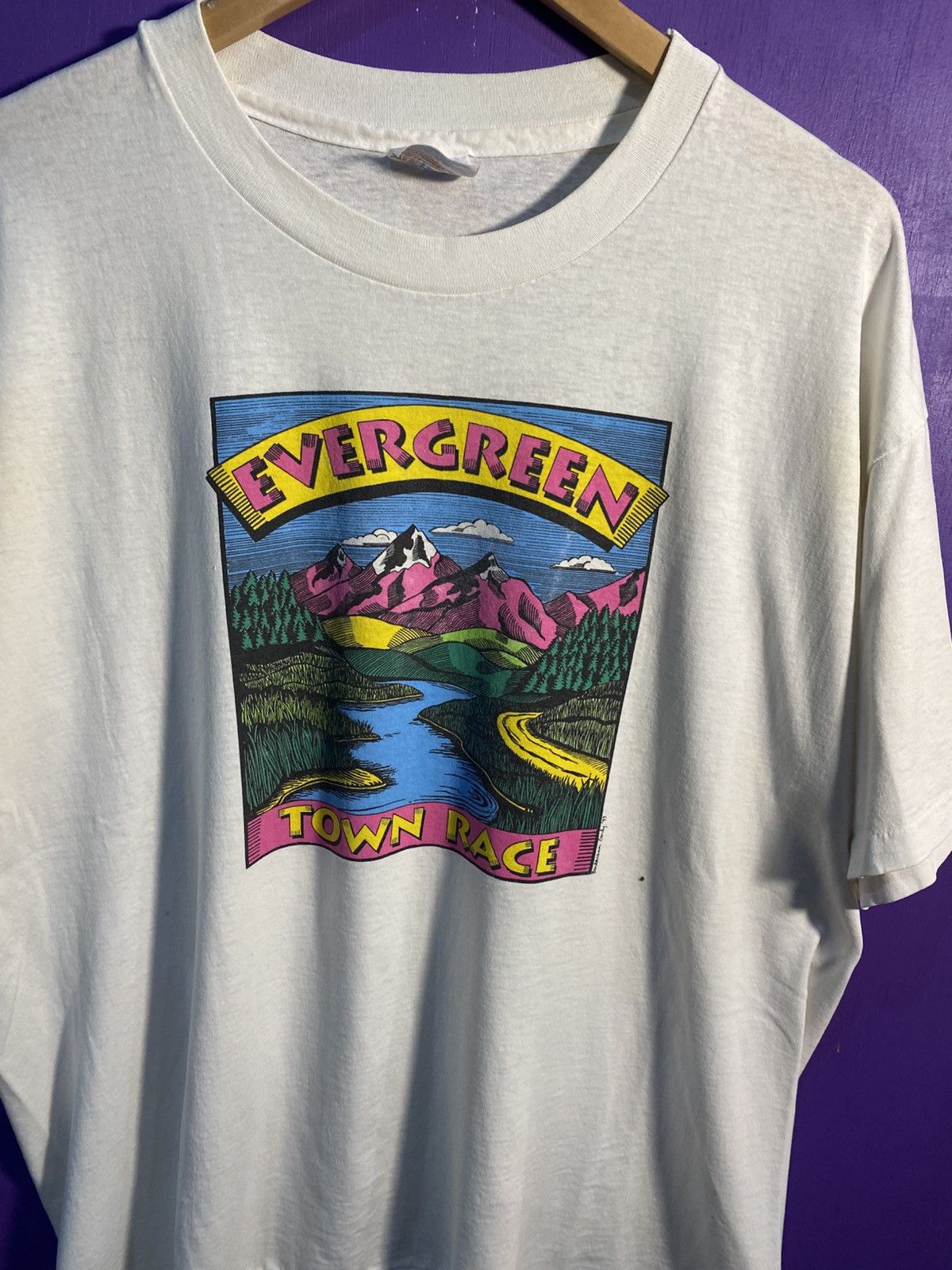Other Vintage 90s Evergreen town race t-shirt Size US XL / EU 56 / 4 - 3 Thumbnail