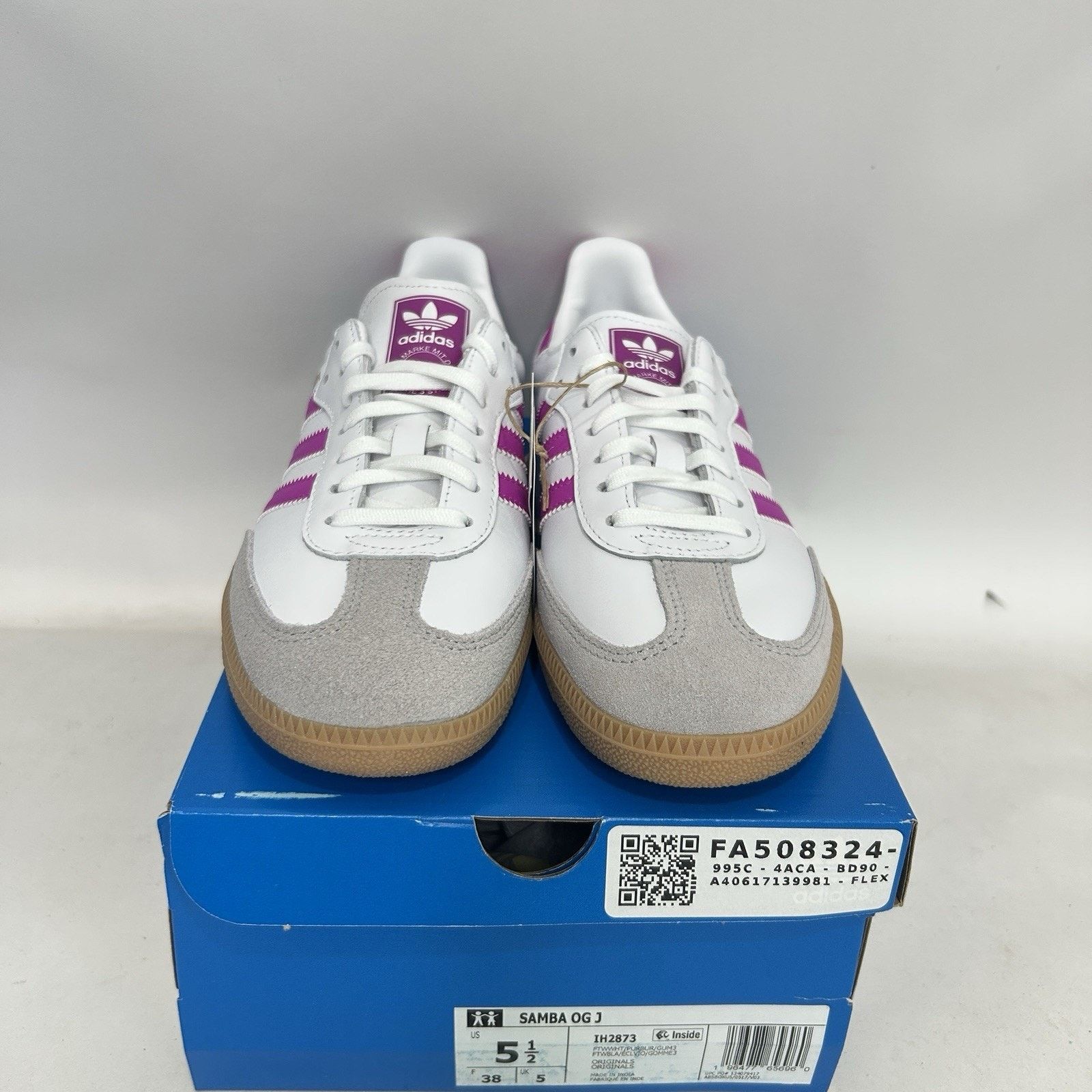 Adidas adidas Samba OG GS “White Purple Burst Gum” Size US 6.5 / IT 36.5 - 2 Thumbnail