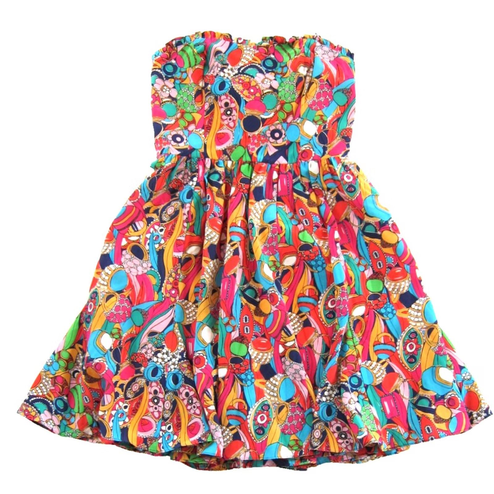 Lilly Pulitzer Lilly Pulitzer 100% Silk Pink Green Blue Bling My Chimes Strapless Dress Size 0 Size XS / US 0-2 / IT 36-38 - 2 Thumbnail
