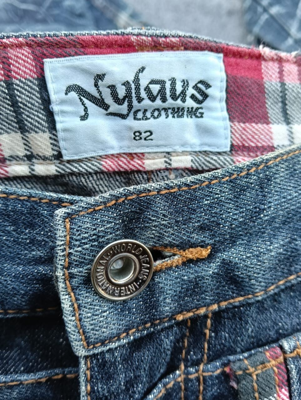 Japanese Brand Nylaus Double Waist Lightning Bolt straight cut jeans. Size US 31 - 4 Thumbnail