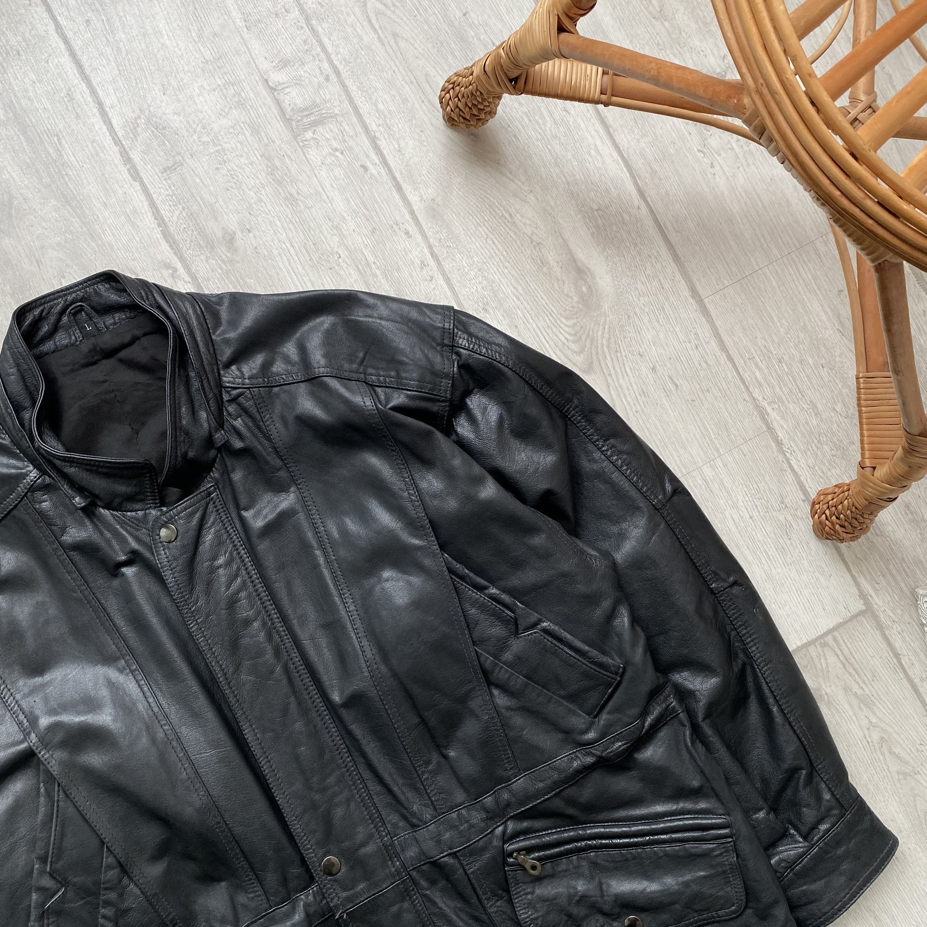 Genuine Leather Vintage 90s Real Leather Jacket Parka Coat Balenciaga style Size US L / EU 52-54 / 3 - 2 Thumbnail