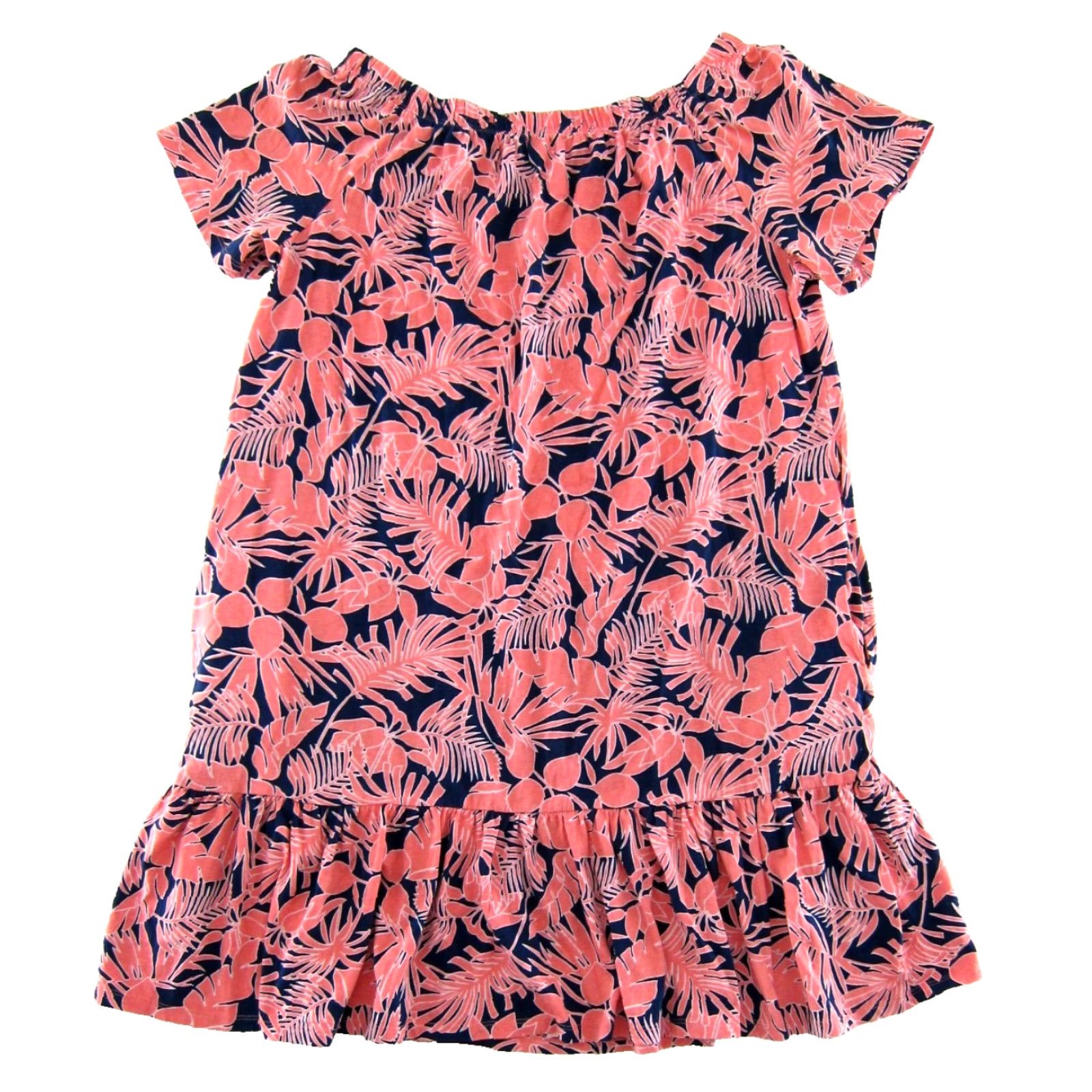 Lands' End Lands' End 100% Cotton Pink Blue Floral Off Shoulder Pocket Tunic Dress Large Size L / US 10 / IT 46 - 2 Thumbnail