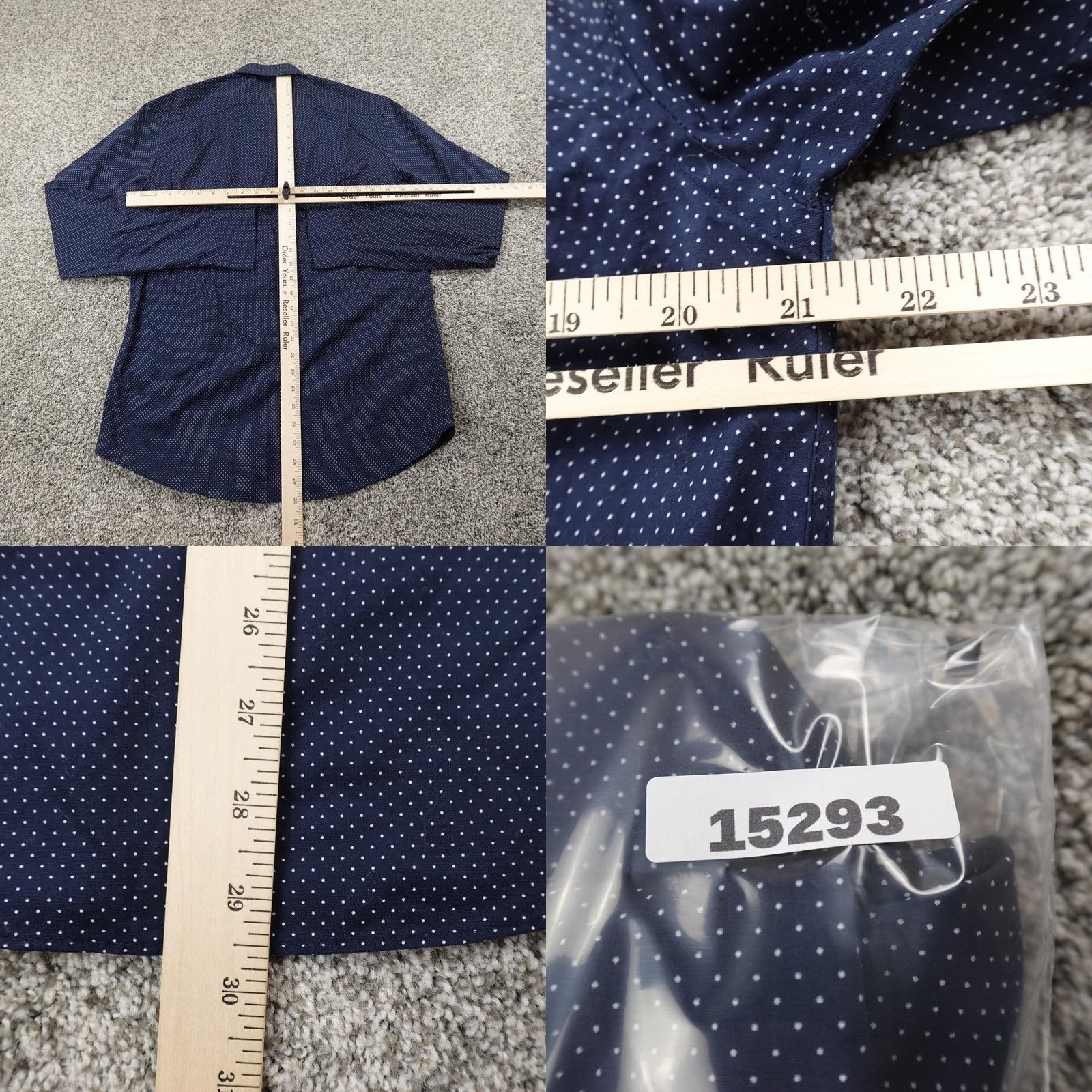 Ben Sherman Ben Sherman Shirt Mens M 15.5 33-34 Blue Polka Dot Long Sleeve Dress Shirt Size 40R - 8 Thumbnail