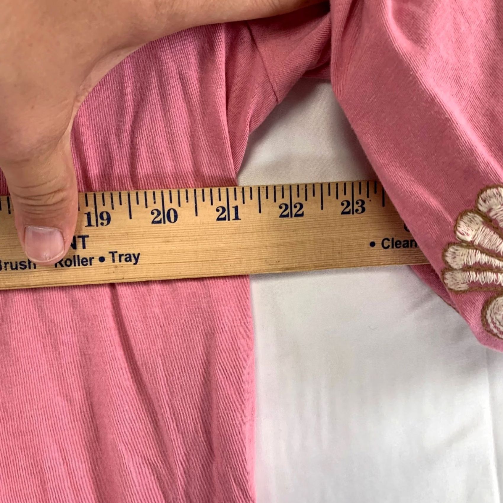 J. Jill J. Jill Womens Large Pink V-Neck T-Shirt Embroidered 3/4 Sleeve Cotton Modal Casual Size L / US 10 / IT 46 - 7 Thumbnail
