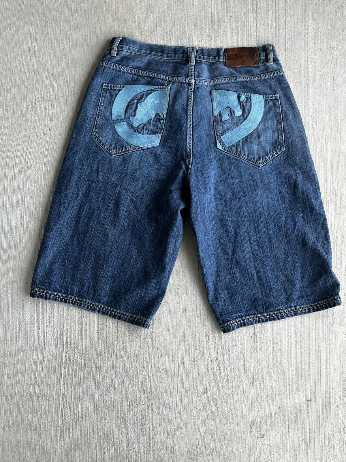 Ecko Unltd. VTG Ecko Unltd Baggy Denim Shorts Blue Rhino Logo Sz 38 Y2K Size US 38 / EU 54 - 1 Thumbnail