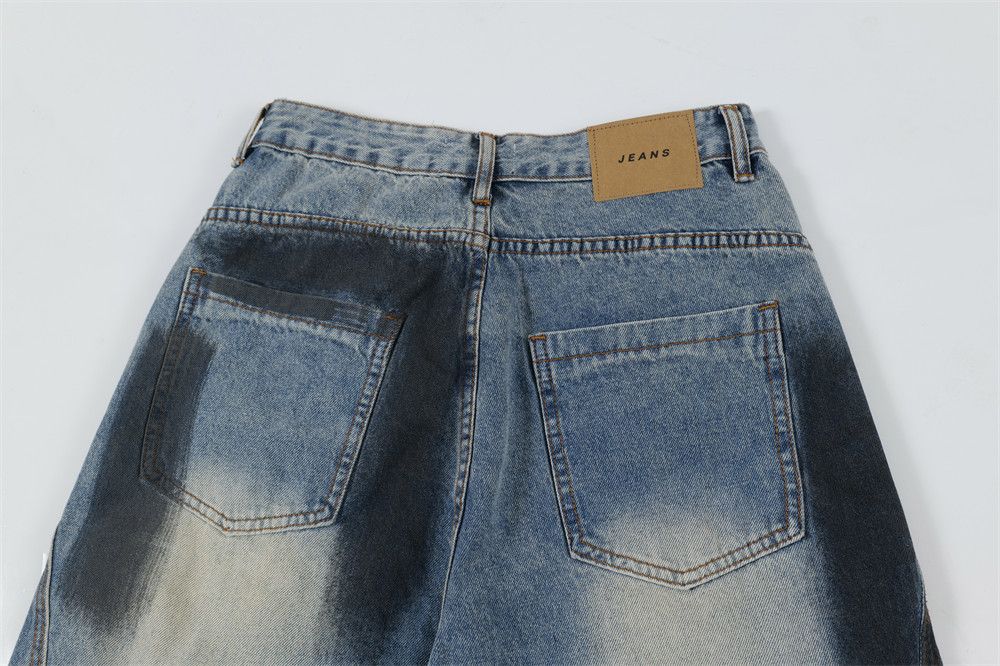 Japanese Brand × Jean Punk men's wide stitching ripped ink-splashed wide-leg jeans Size US 32 / EU 48 - 5 Thumbnail