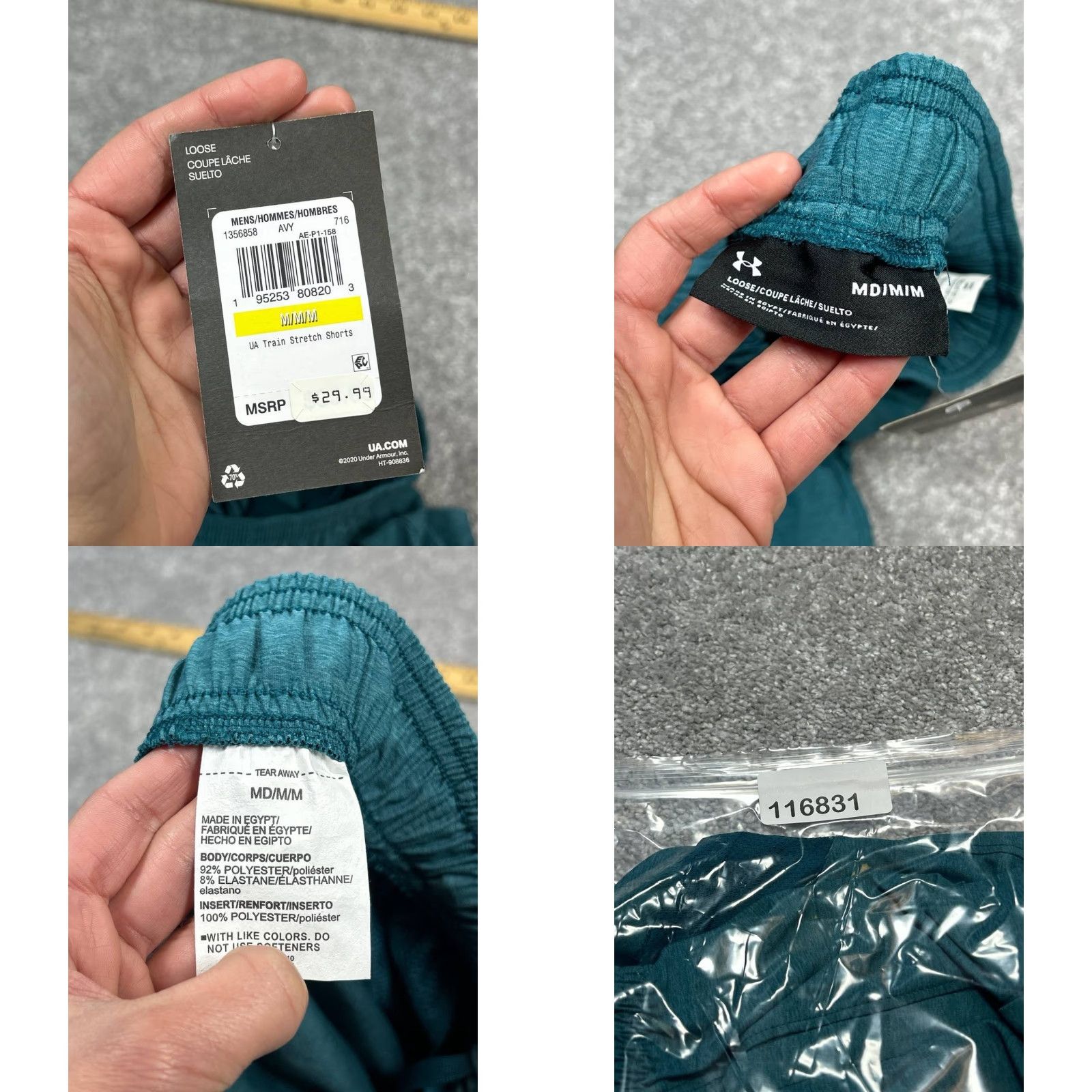 Under Armour Under Armour Train Shorts Mens Medium Green Logo Stretch Breathable Pockets Drawstring Regular Fit 9in Inseam Size US 31 - 8 Thumbnail