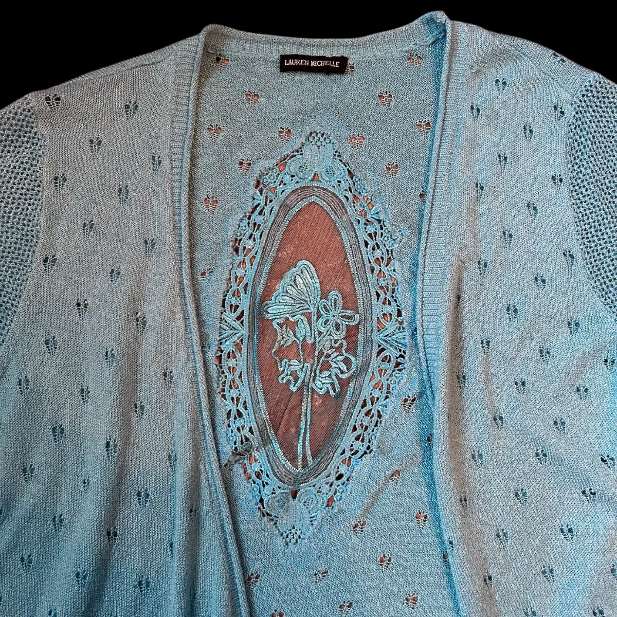 Vintage Vintage Lauren Michelle Open Front Eyelet Embroidered Mesh C Size S / US 4 / IT 40 - 4 Thumbnail