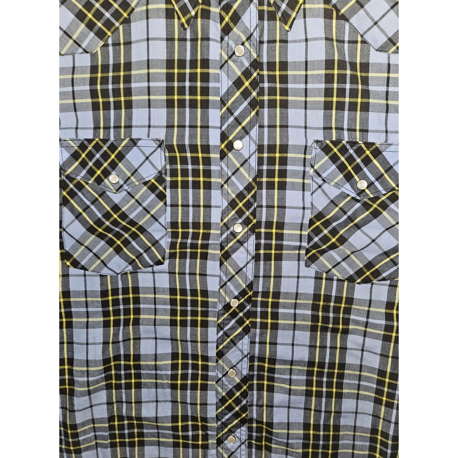 Wrangler Wrangler Shirt Mens 2XL Blue Plaid Western Pearl Snap Short Sleeve Casual Size US XXL / EU 58 / 5 - 5 Thumbnail