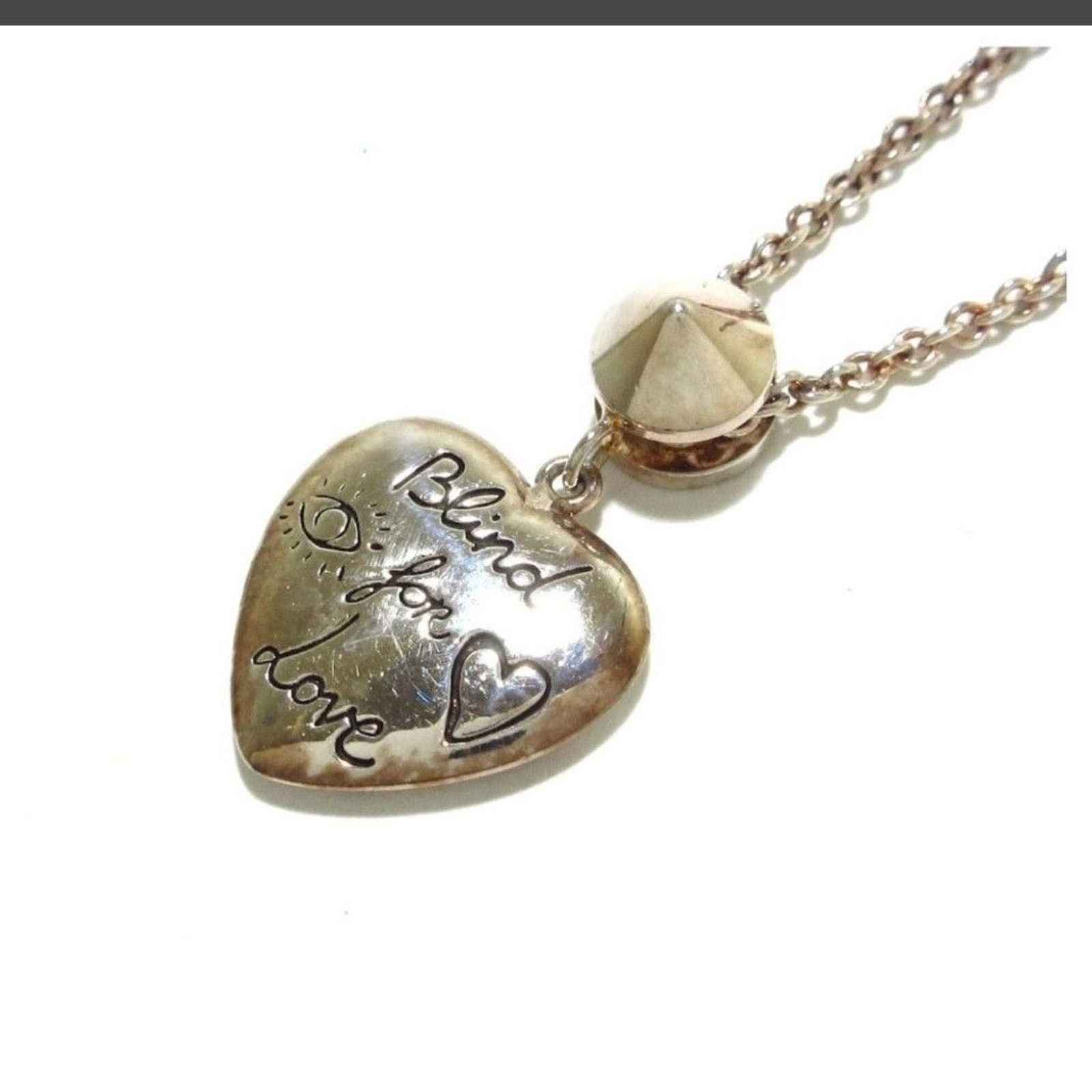 Gucci Gucci Sterling Silver Heart Necklace Pink Green Size ONE SIZE - 6 Thumbnail