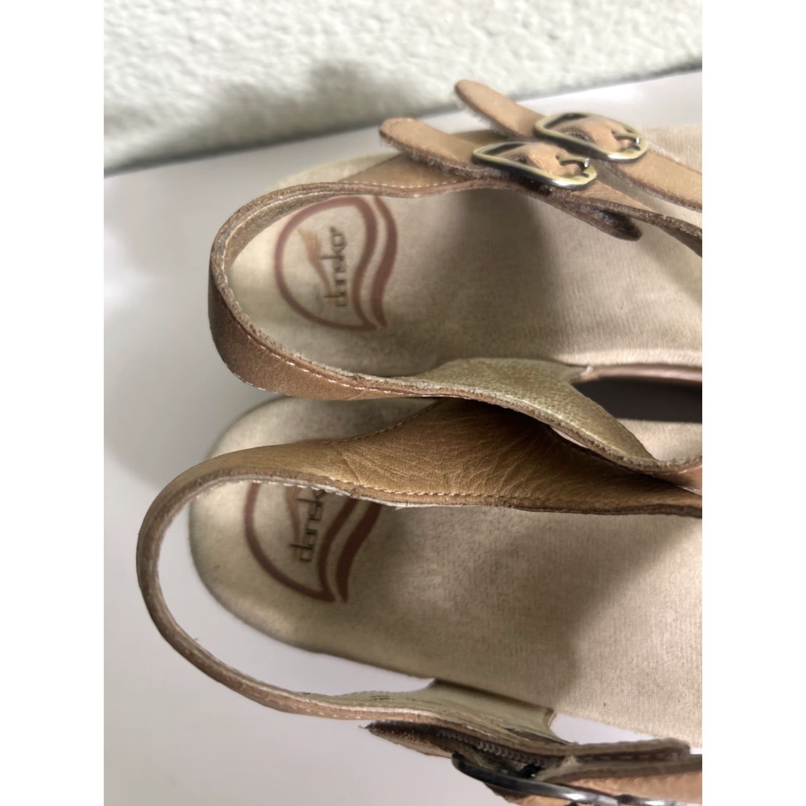 Dansko Dansko Sandal Women Sacha Tan Burnished Leather US 10 EU 40 Strappy Buckle Wedge Arch Support Comfort Slide Size US 10 / IT 40 - 5 Thumbnail