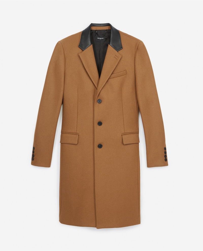 The Kooples THE KOOPLES Leather Collar Camel Wool Coat Size US L / EU 52-54 / 3 - 5 Thumbnail