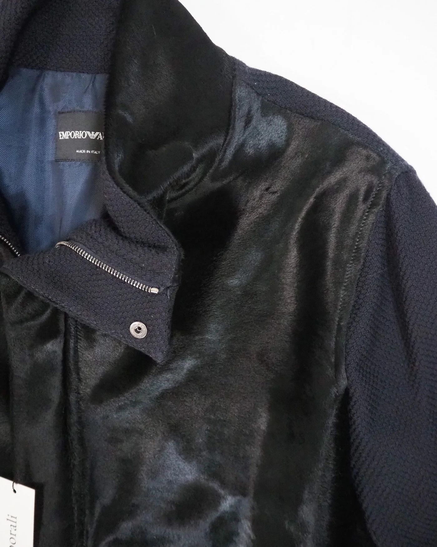 Emporio Armani Emporio Armani Calfskin Hair Leather and Knit Jacket $1795 Size US L / EU 52-54 / 3 - 5 Thumbnail