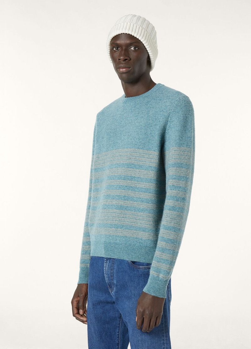 Loro Piana o1w1db10226 FAP0890 Oggebbio Crewneck Sweater in Light Blue Size US XL / EU 56 / 4 - 4 Thumbnail