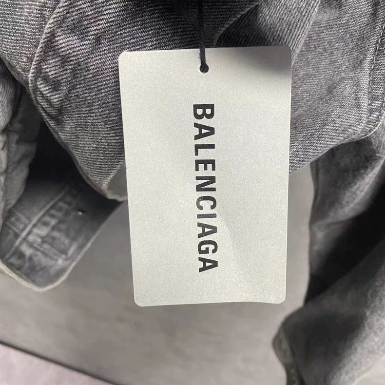 Balenciaga Black Gray Logo Denim Jacket-2506 Size US L / EU 52-54 / 3 - 4 Thumbnail