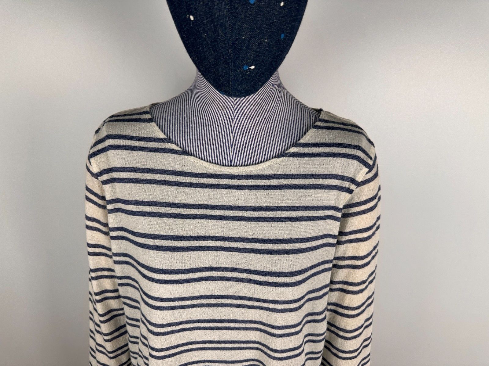 A.P.C. Women's A.P.C. Striped Linen Long Sleeve T-Shirt Size L Size L / US 10 / IT 46 - 2 Thumbnail