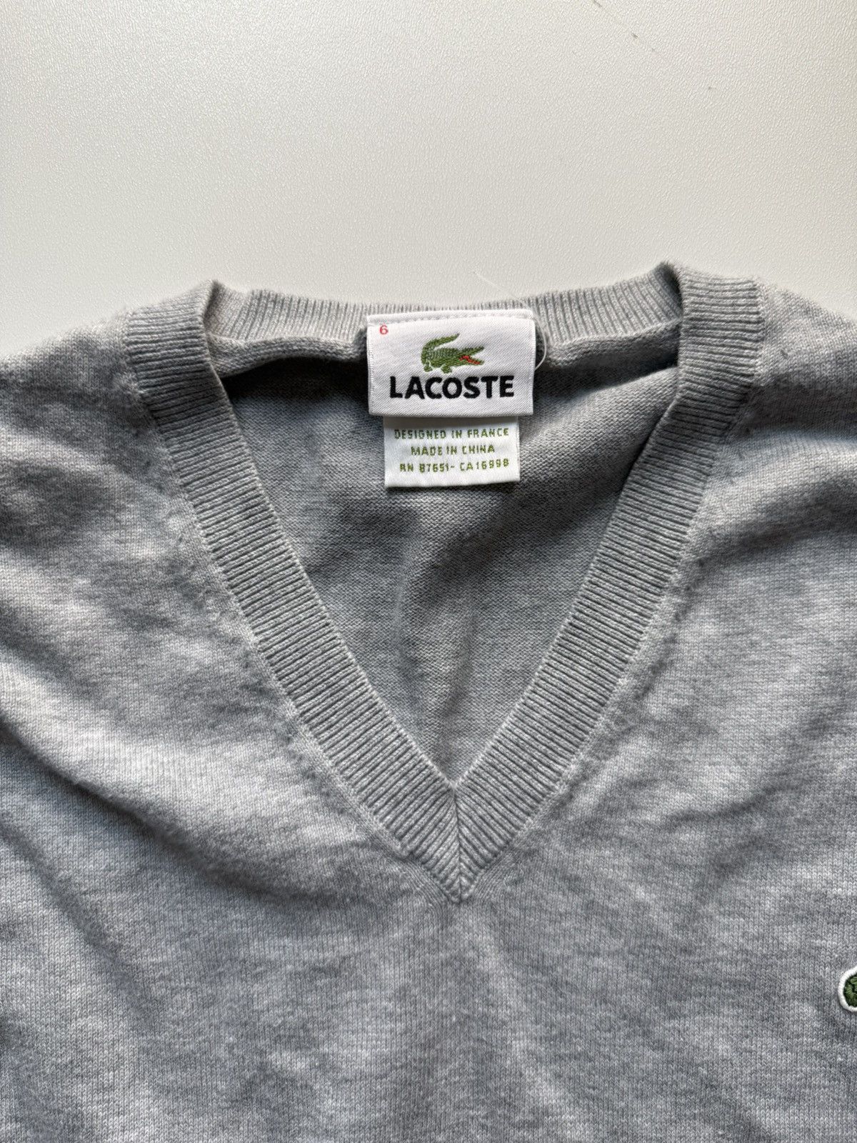 Lacoste × Vintage LACOSTE GREY COTTON SWEATER VEST Size US M / EU 48-50 / 2 - 2 Thumbnail
