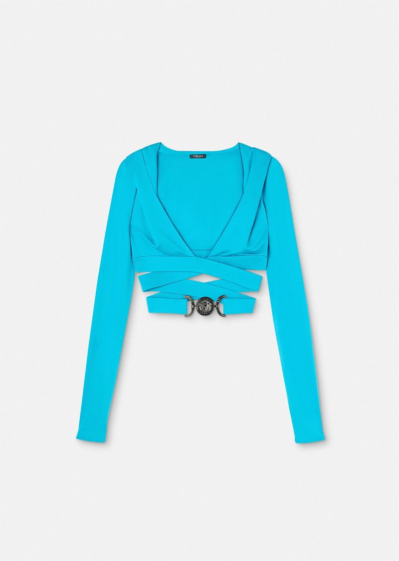 Versace o1y0226 Crop Top in Deep Teal Size XS / US 0-2 / IT 36-38 - 1 Thumbnail