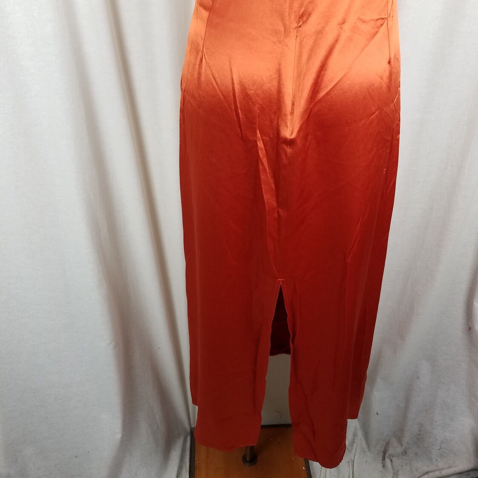 Vtg Soda Blu Maxi Sleeveless Metallic Sheen Tank Dress Rust