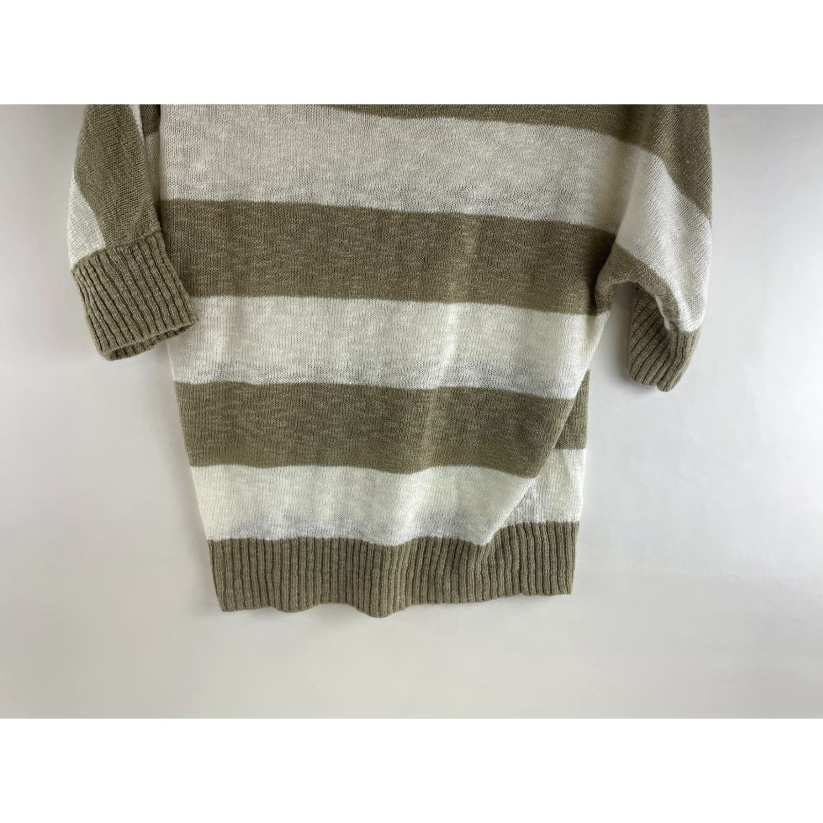 Vintage A. Byer Sweater Womens Size M Brown Cream Striped Pullover Half Sleeve Crew Neck Casual Modern Fall Winter Spring - Womens Size M / US 6-8 / IT 42-44 - 4 Thumbnail