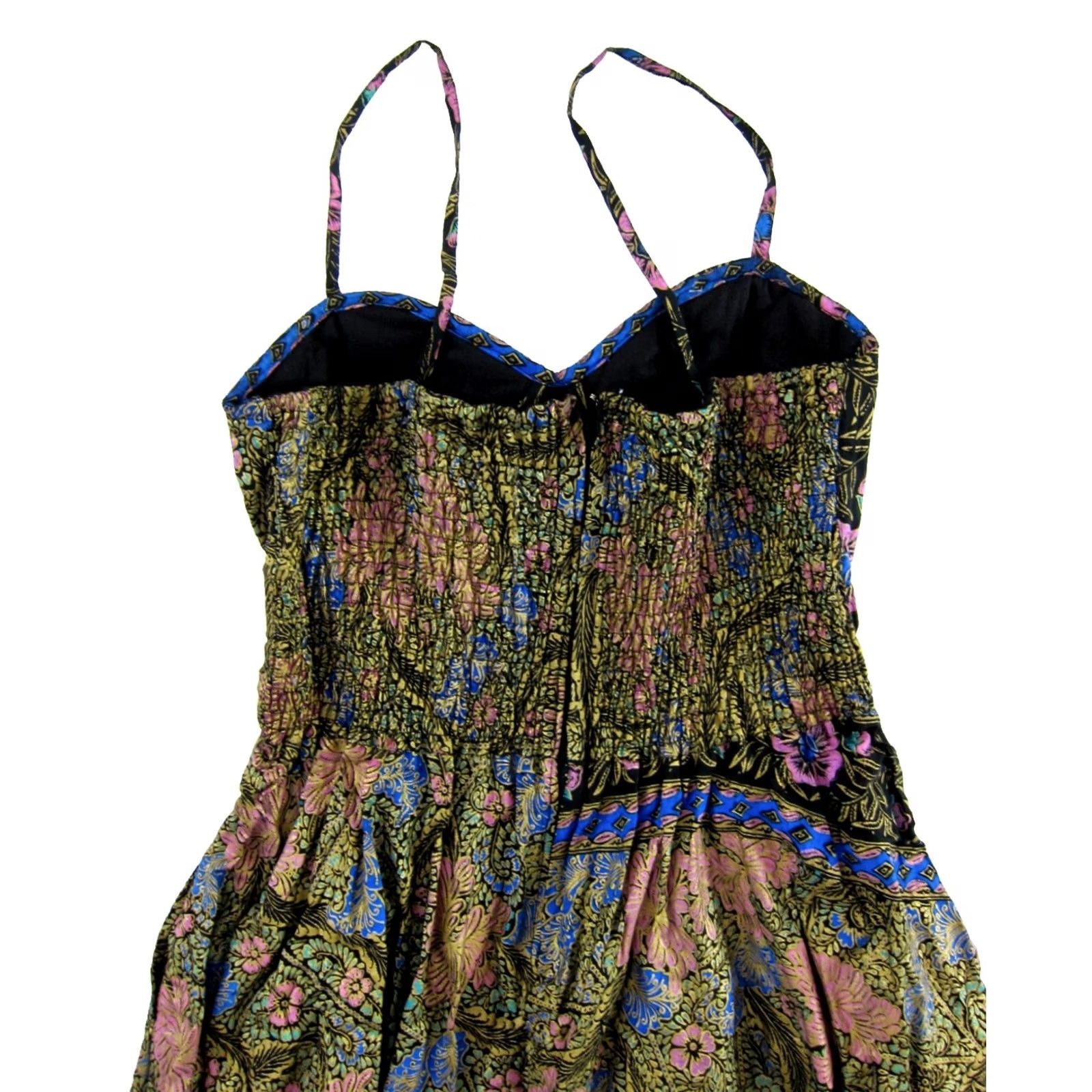 Pinko VTG Yazdi Indonesia Seattle Black Gold Pink Floral Sweetheart Midi Dress M Size M / US 6-8 / IT 42-44 - 5 Thumbnail