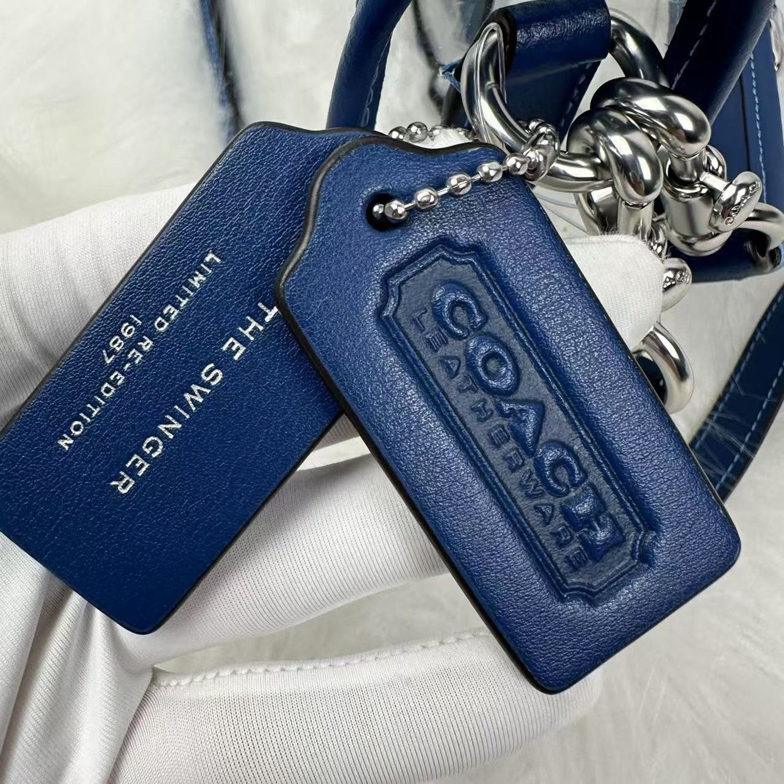 Coach Coach Stadium Swinger Clear PVC Dust CBH13 Silver/True Blue Size ONE SIZE - 10 Thumbnail