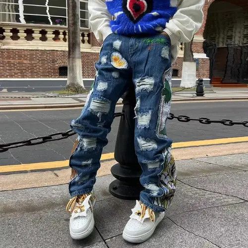 Japanese Brand Y2K Harajuku Patch Grunge Hip Hop Jeans Trousers Size US 34 / EU 50 - 1 Thumbnail