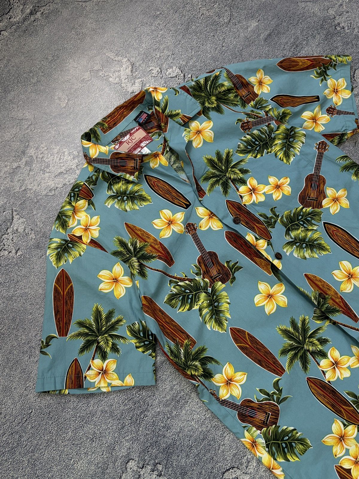 Vintage RJC Hawaiian Aloha Shirt Blue Surfboard Ukulele Palm USA S Size US S / EU 44-46 / 1 - 8 Thumbnail