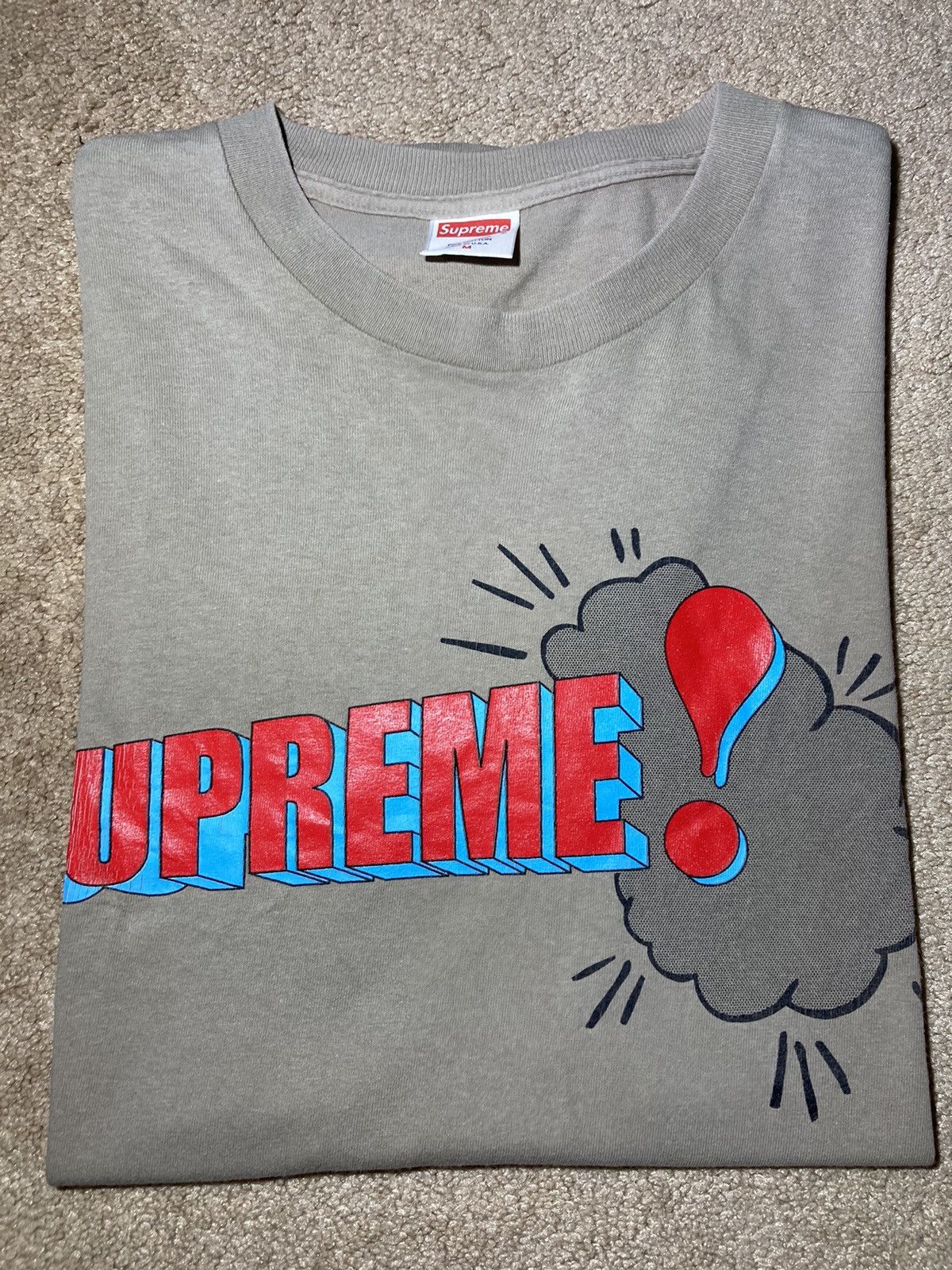 image of 2002 Supreme Impact Explosion Comic Boom Tee Superman Art 00 in Olive, Men's (Size Medium)