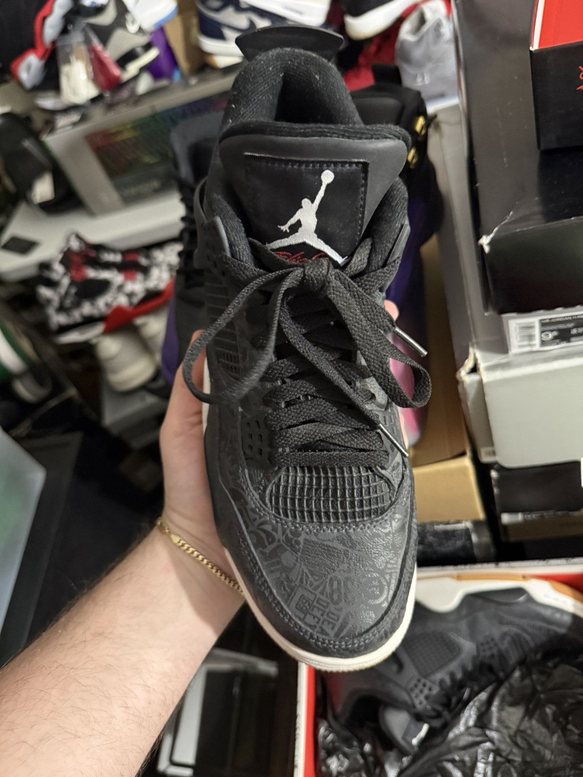 Jordan Brand Jordan retro 4 laser black gum sz 10 Size US 10 / EU 43 - 2 Thumbnail