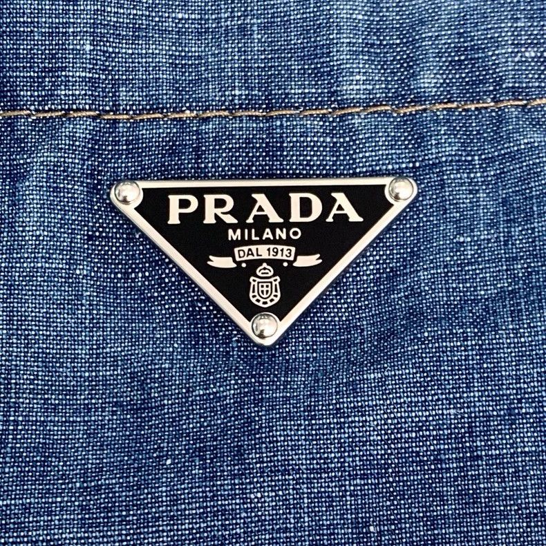 Prada Prada 23 blue logo triangle lapel cotton short-sleeved deni Size US M / EU 48-50 / 2 - 6 Thumbnail