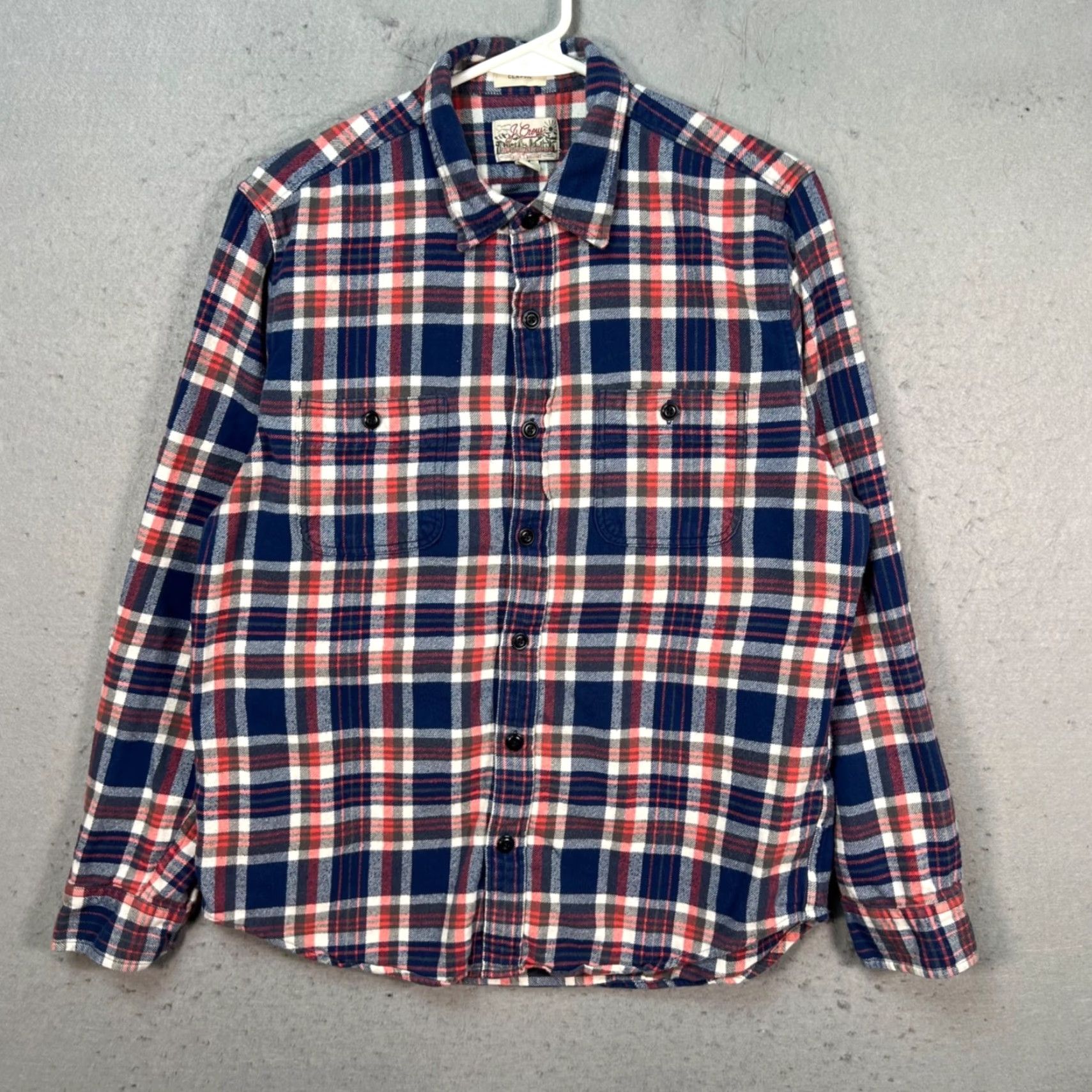 J.Crew J. Crew Shirt Men M Red Blue Plaid Flannel Classic Fit Midweight Double Brush Size US M / EU 48-50 / 2 - 2 Thumbnail