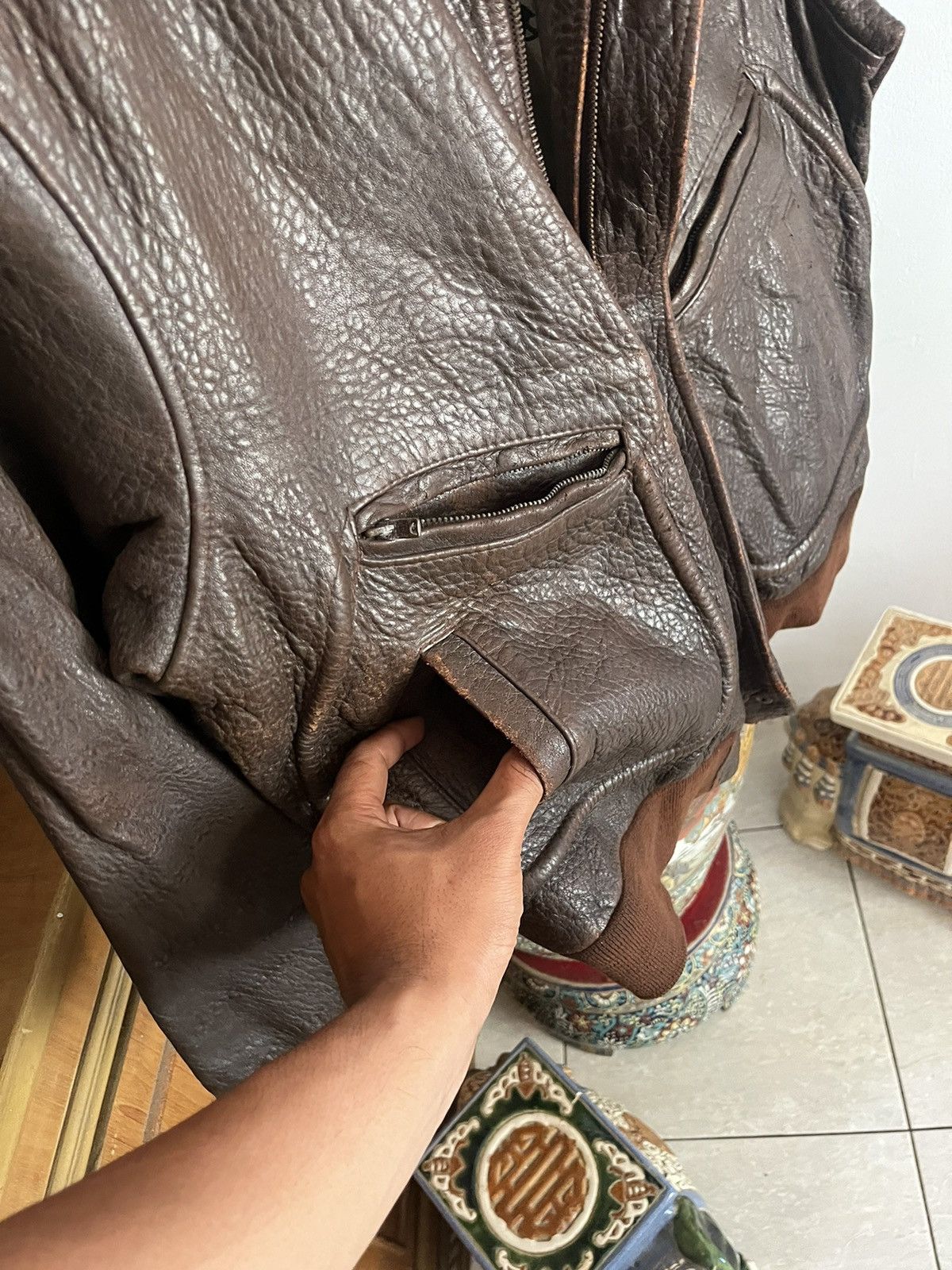 Designer Vintage AN 2000 Distressed Leather Jacket Size US L / EU 52-54 / 3 - 4 Thumbnail
