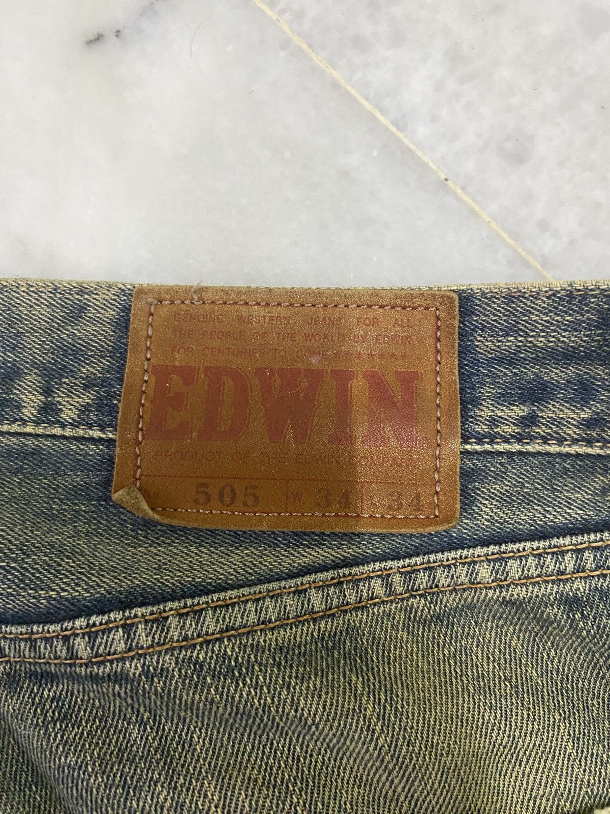 Edwin Size 35x32 Vintage Edwin Selvedge Distressed Denim Jeans Size US 35 - 13 Thumbnail