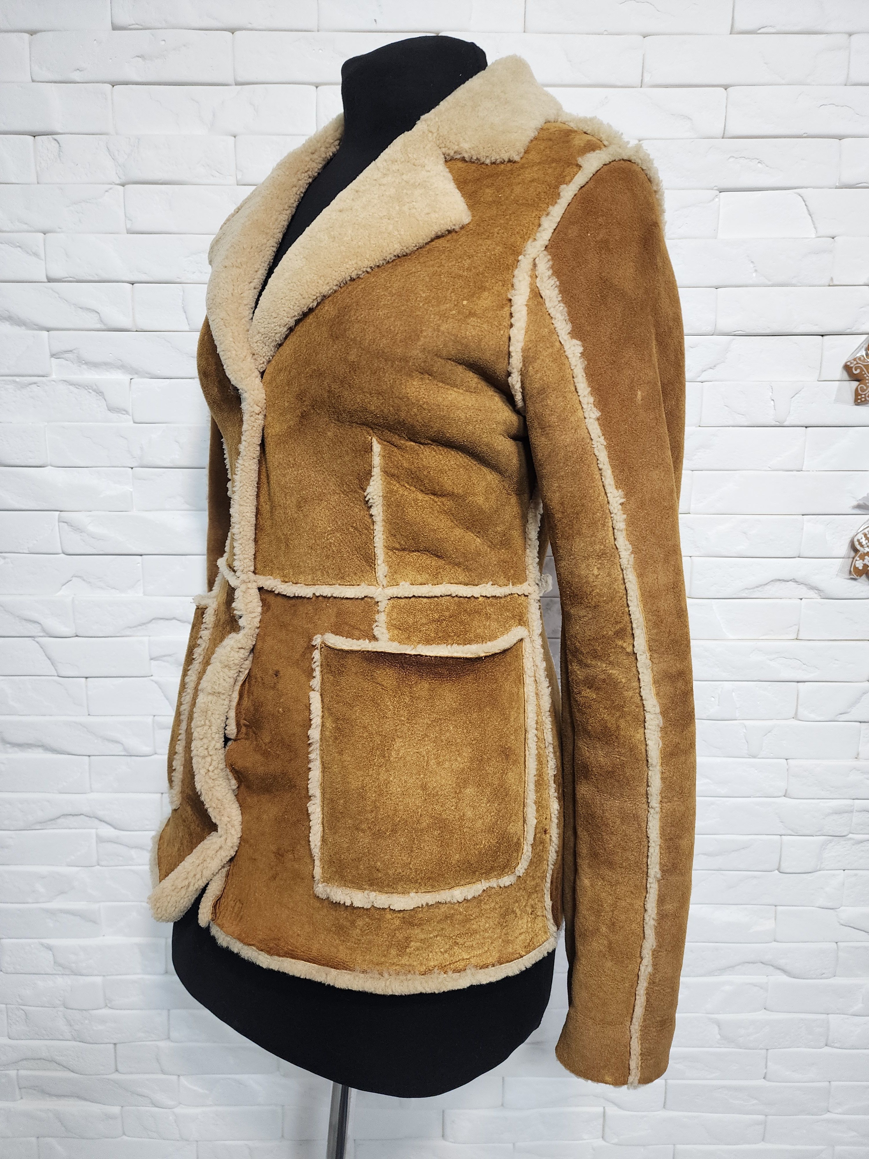Furla Women's Brown Sheepskin Coat: Wide Fur Collar Size S / US 4 / IT 40 - 2 Thumbnail