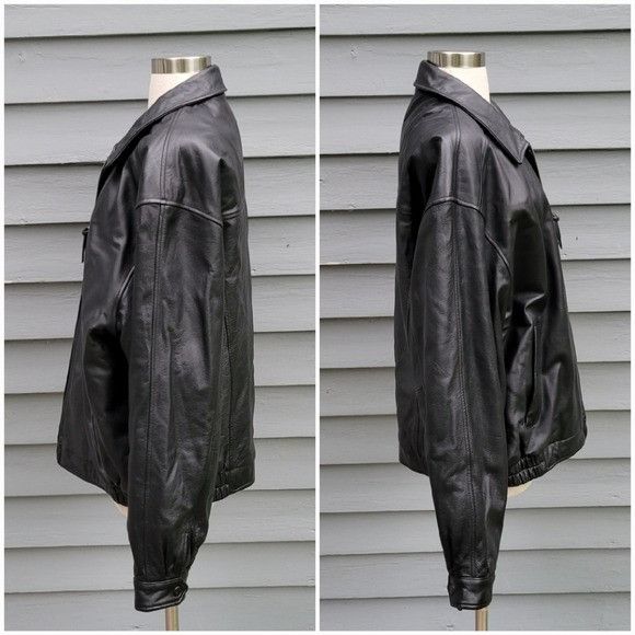 Croft & Barrow Vintage 90s y2k Croft & Barrow Black Leather Bomber Racer Ca Size US L / EU 52-54 / 3 - 2 Thumbnail