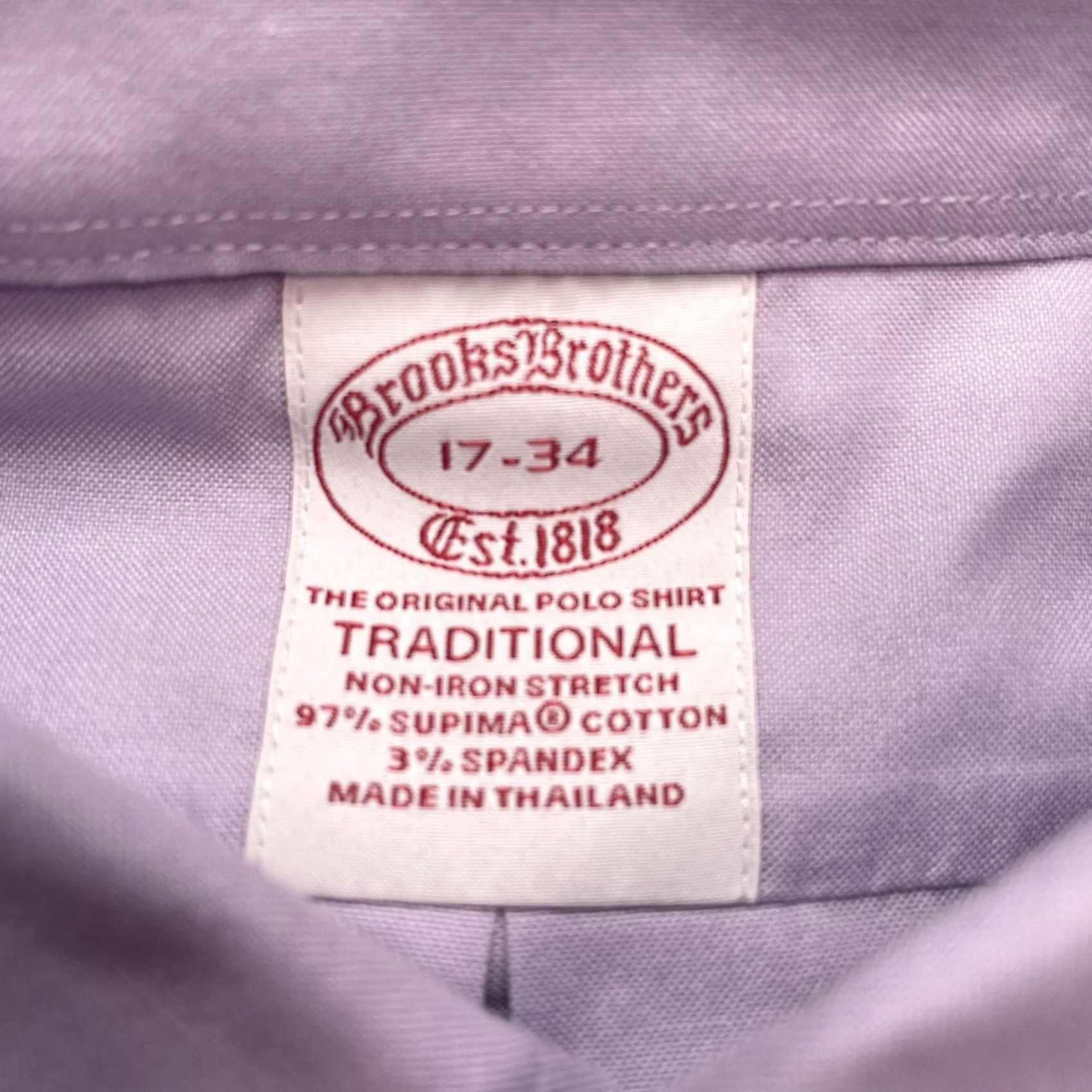 Brooks Brothers Brooks Brothers Shirt Mens XL 17-34 Purple Non Iron Stretch Long Sleeve Supima Button-Down Collar Classic Fit Wrinkle Resistant Size US XL / EU 56 / 4 - 2 Thumbnail