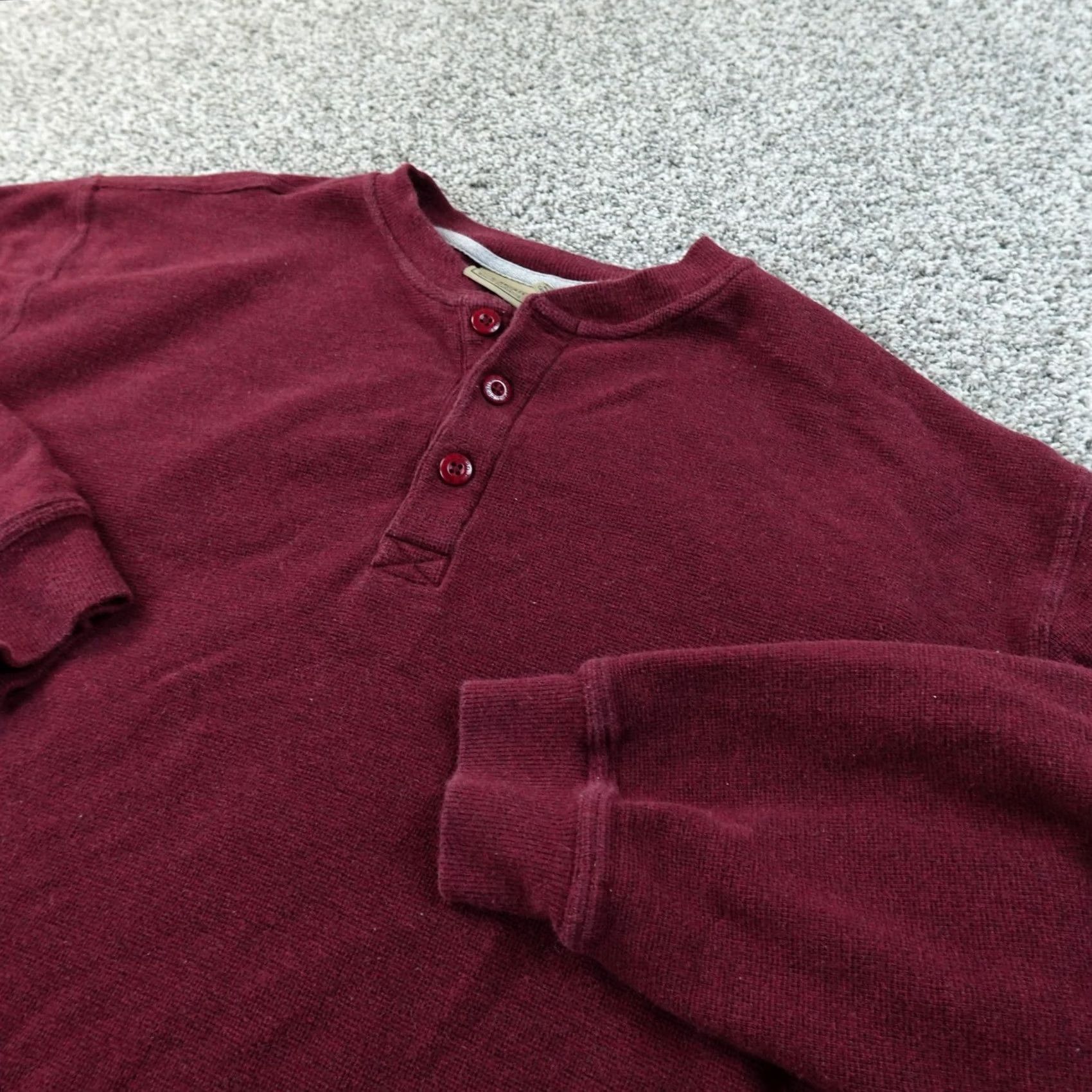 Vintage LL Bean Shirt Mens 2XL Red Unshrinkable Waffle Knit Thermal Henley Long Sleeve Size US XXL / EU 58 / 5 - 2 Thumbnail