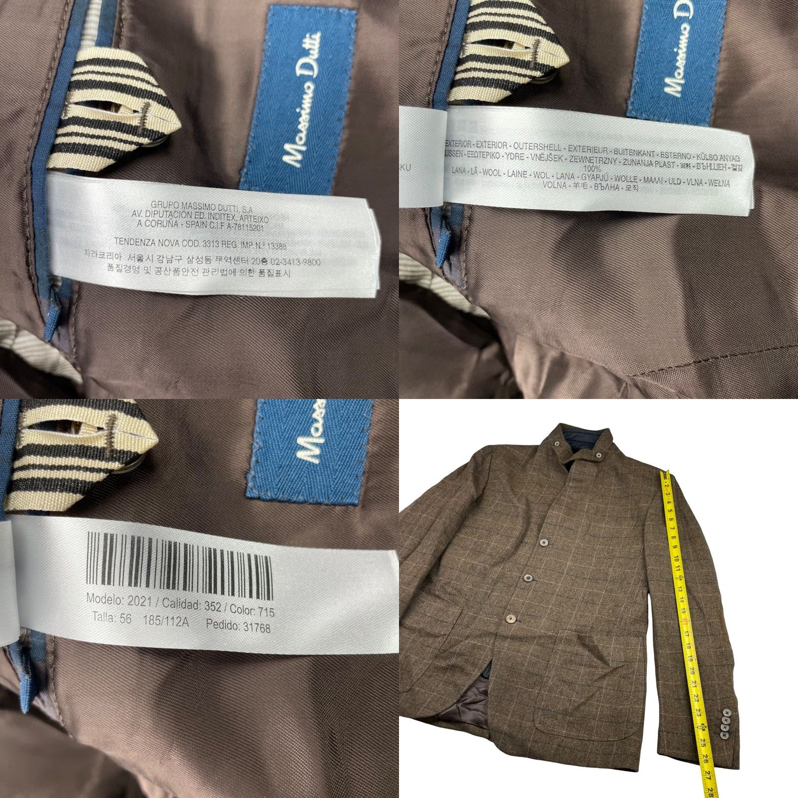 Massimo Dutti Massimo Dutti 1-Piece Mens 46 Brown Men Wool Leather Elbows Zip Hybrid Blazer Plaid 46L Size 46R - 8 Thumbnail